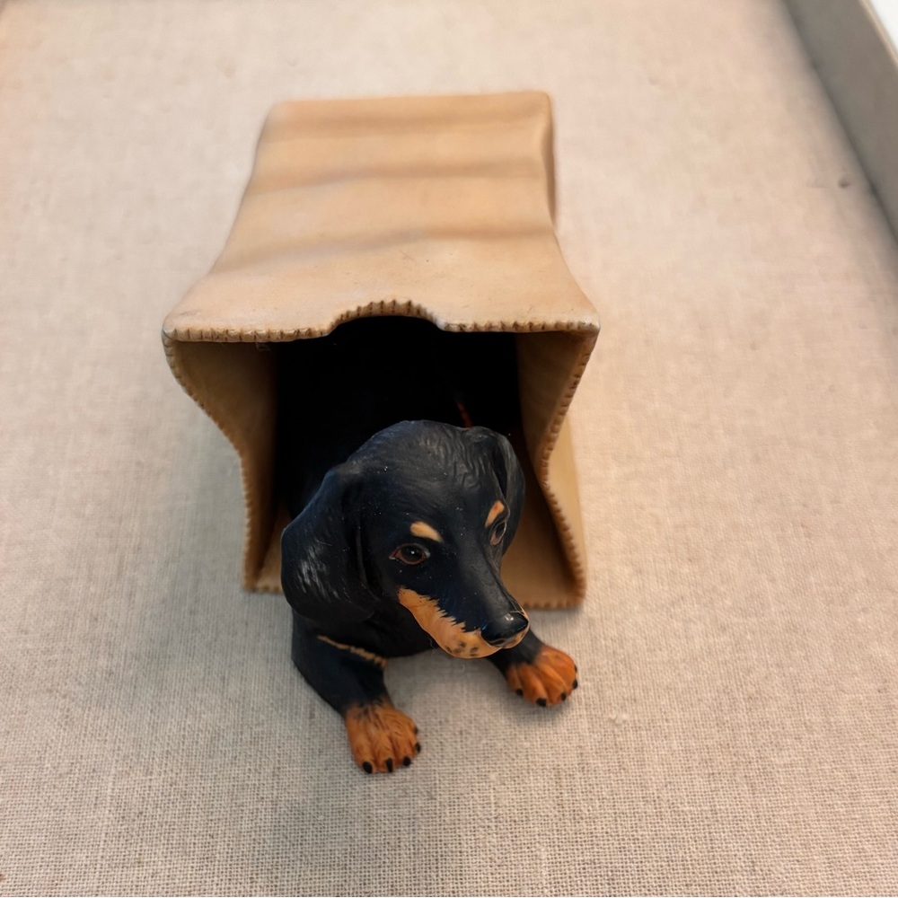 PRINCETON GALLERY Playful Pups Porcelain Figures Dog Hot Dog To Go Dachshund